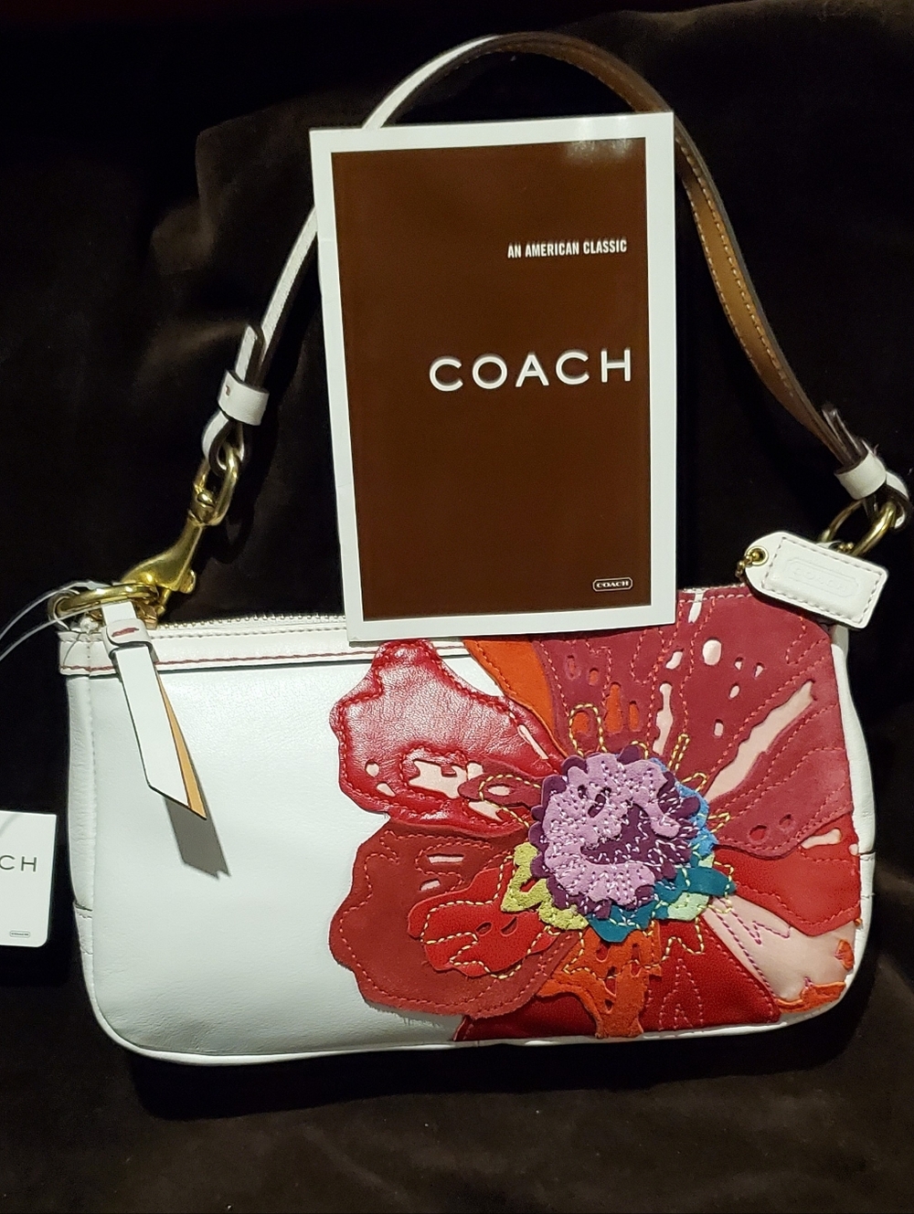 COACH New With Tags Y2K Limited Edition Demi White Leather Poppy Shoulder Bag